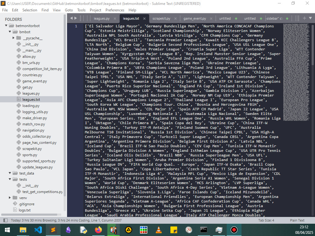 Screenshot of Betmonitor bot